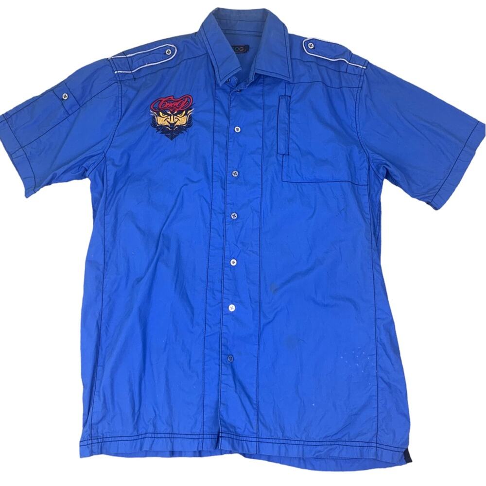 Coogi Men's Button Down Shirt Blue Embroidered Shirt Size 2XL‎
